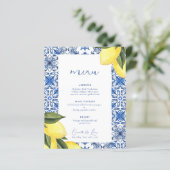Menu mariage d'agrumes méditerranéens bleus (Debout devant)