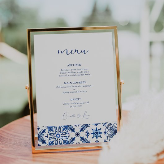 Menu mariage d'agrumes méditerranéens bleus