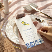 Menu mariage d'agrumes méditerranéens bleus