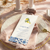 Menu mariage d'agrumes méditerranéens bleus