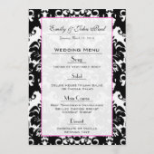 Menu Mariage damassé des Coeurs et des Flèches ros (Dos)