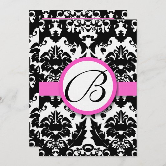 Menu Mariage damassé des Coeurs et des Flèches ros (Devant / Derrière)