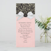 Menu Mariage damassé Floral Ribbon Black Swils (Debout devant)