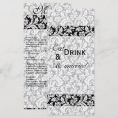 Menu mariage damassé foncé (Devant / Derrière)