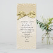 Menu Mariage damassé Gold Sparkle Ribbon (Debout devant)