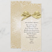 Menu Mariage damassé Gold Sparkle Ribbon (Devant / Derrière)