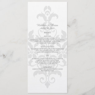 Menu Mariage damassé gris subtil