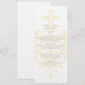 Menu Mariage damassé jaune subtil (Devant / Derrière)