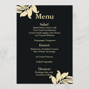 Menu Mariage damassé noir