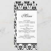 Menu Mariage damassé noir et blanc (Devant / Derrière)