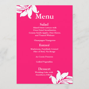 Menu Mariage damassé rose chaud