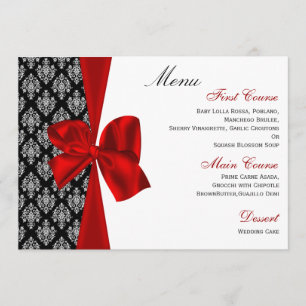 menu mariage damassé rouge