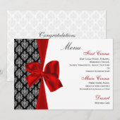 menu mariage damassé rouge (Devant / Derrière)