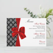 menu mariage damassé rouge (Debout devant)