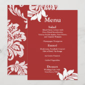 Menu Mariage damassé rouge (Devant / Derrière)
