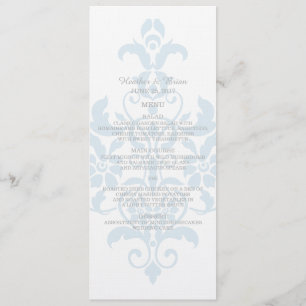 Menu Mariage damassé subtil bleu