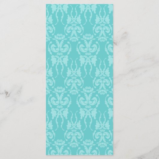 Menu Mariage damassé turquoise (Dos)