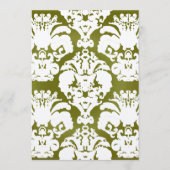 Menu Mariage damassé vert Olive (Devant)