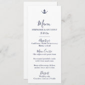 Menu Mariage d'Ancre bleu marine Monogram (Devant / Derrière)