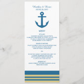 Menu Mariage d'Ancres Blue Gold (Devant)