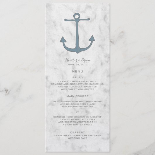 Menu Mariage d'Ancres Blue Rustic (Devant)
