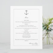Menu Mariage d'Ancres nautiques simple | Blanc (Debout devant)
