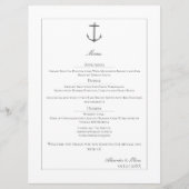Menu Mariage d'Ancres nautiques simple | Blanc (Devant)