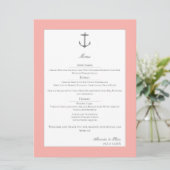 Menu Mariage d'Ancres nautiques simple | Corail (Debout devant)