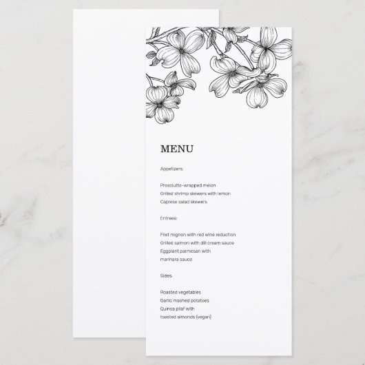 Menu Mariage d'anémone (Devant / Derrière)