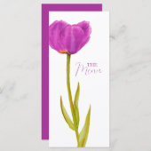 Menu Mariage d'aquarelle à tulipe violet simple (Devant / Derrière)