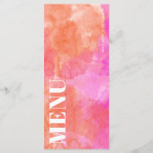 Menu Mariage d'aquarelle Abstrait rose et orange gras (Dos)
