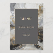 Menu Mariage d'aquarelle artistique moderne Gold Anthra (Dos)