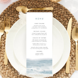 Menu Mariage d'aquarelle bleu côtier