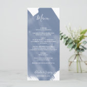Menu Mariage d'aquarelle bleu foncé (Debout devant)