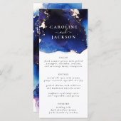 Menu Mariage d'aquarelle bleu marine (Devant / Derrière)