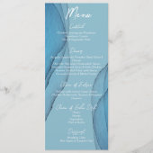 Menu Mariage d'aquarelle bleu océan (Devant)