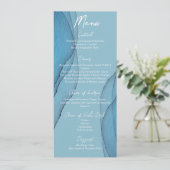 Menu Mariage d'aquarelle bleu océan (Debout devant)