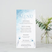 Menu Mariage d'aquarelle bleu pâle (Debout devant)