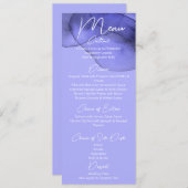Menu Mariage d'aquarelle bleu violet lavande (Devant / Derrière)