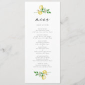 Menu Mariage d'aquarelle botanique de citron et verdure (Devant)