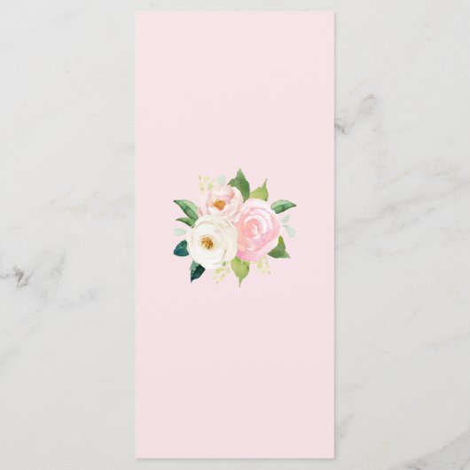 Menu Mariage d'aquarelle botanique de rose pâle (Dos)