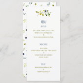 Menu mariage d'aquarelle de branche d'olive (Devant / Derrière)