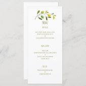 Menu mariage d'aquarelle de branche d'olive (Devant / Derrière)
