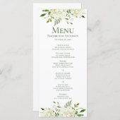 Menu Mariage d'aquarelle de fleurs d'Hydrangée blanche (Devant / Derrière)