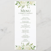 Menu Mariage d'aquarelle de fleurs d'Hydrangée blanche (Devant)