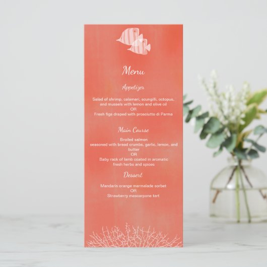 Menu mariage d'aquarelle de poisson tropical (Debout devant)
