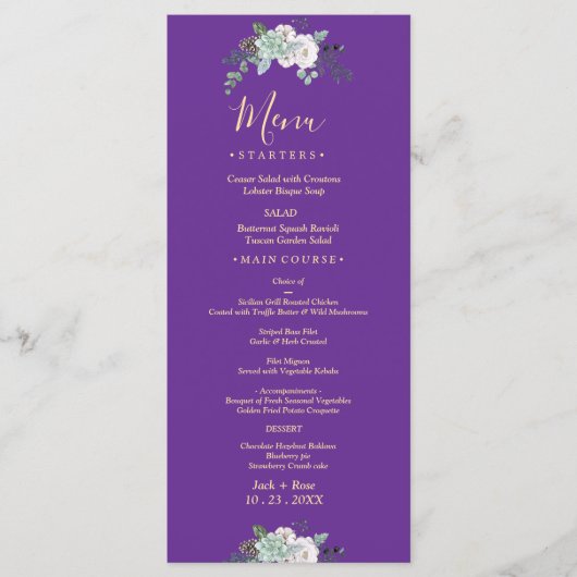 Menu Mariage d'aquarelle d'hiver (Devant)