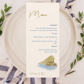 Menu Mariage d'aquarelle du lac de Côme