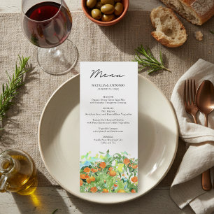 Menu Mariage d'aquarelle en fleurs d'agrumes orange