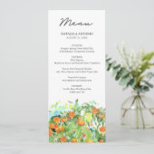 Menu Mariage d'aquarelle en fleurs d'agrumes orange (Debout devant)